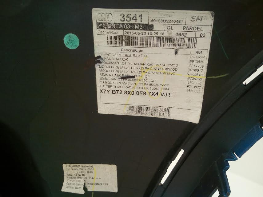 AUDI Q3 (8U) 2015 Front Bumper Genuine Used OEM: 8U0807437AD